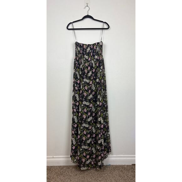 CAMI NYC Minoa Gown Pleated Floral Boned Bodice Maxi in Midnight Gardens 2 - Picture 4 of 9